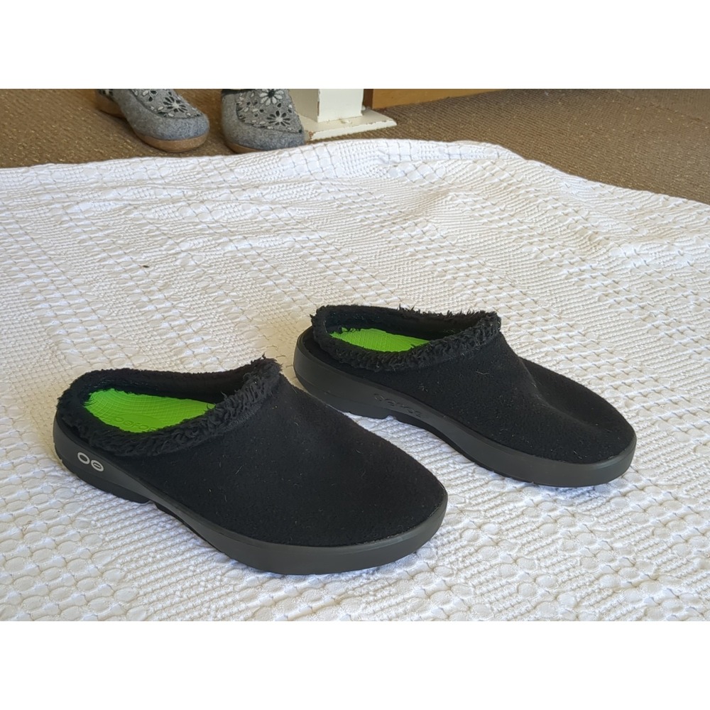 Oofos OOcoozie Mules Mens Size 10 Black Slip On